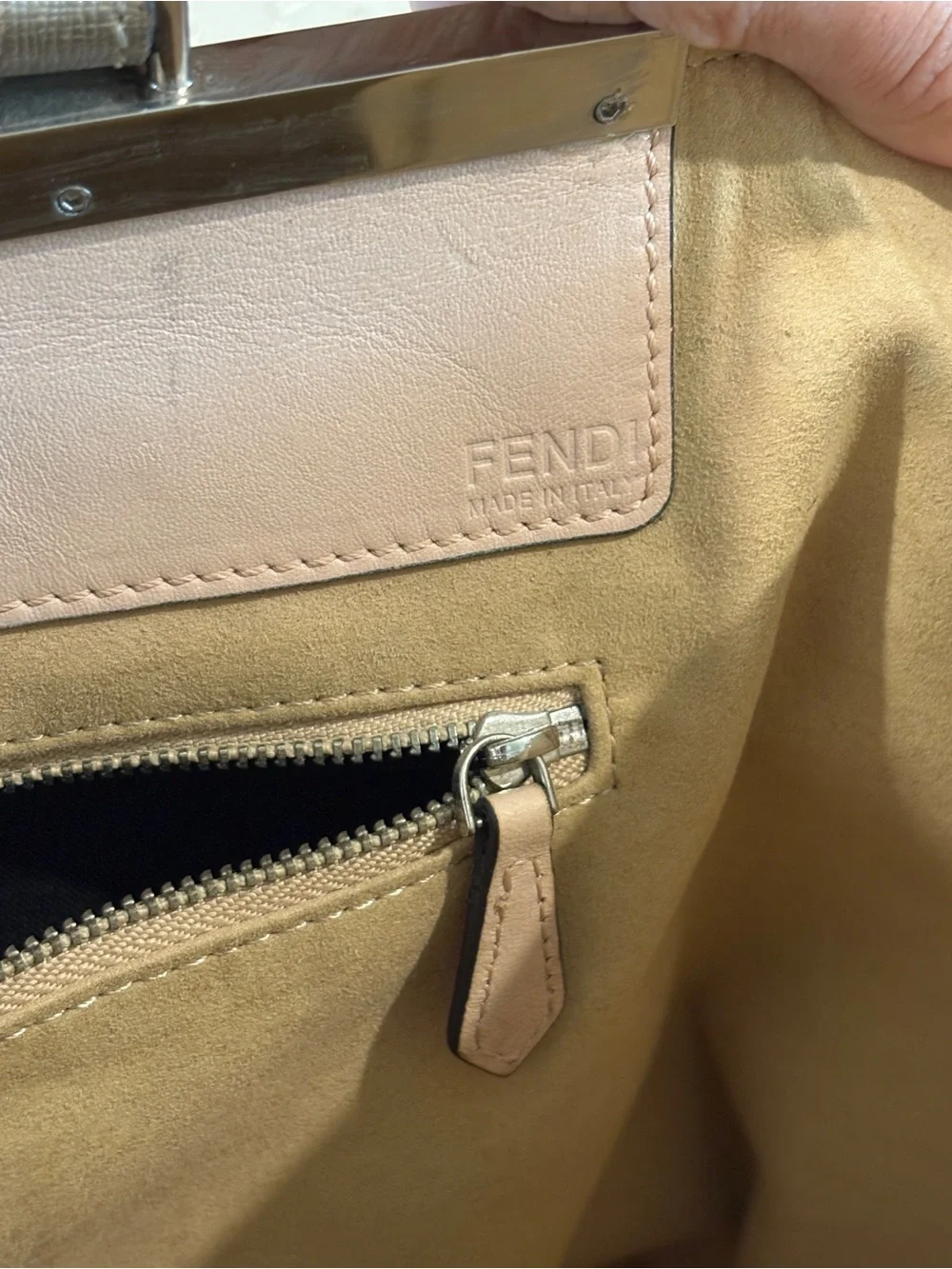 Fendi 3Jours Nude Silver Tote Leather Hand Bag